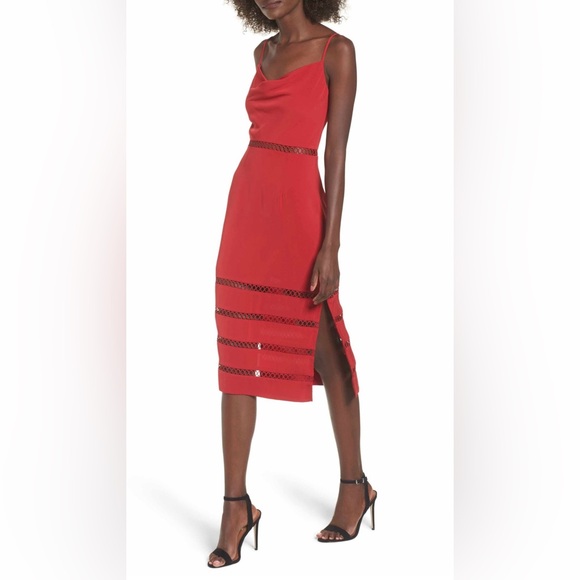 Keepsake the Label Indulge Cowl Neck Sheath Dress Size XL NWT Red Wedding Guest - Picture 2 of 14